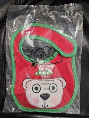 Avon Tiny Tillia Red Bib with Green Trim and Polar Bear Bib